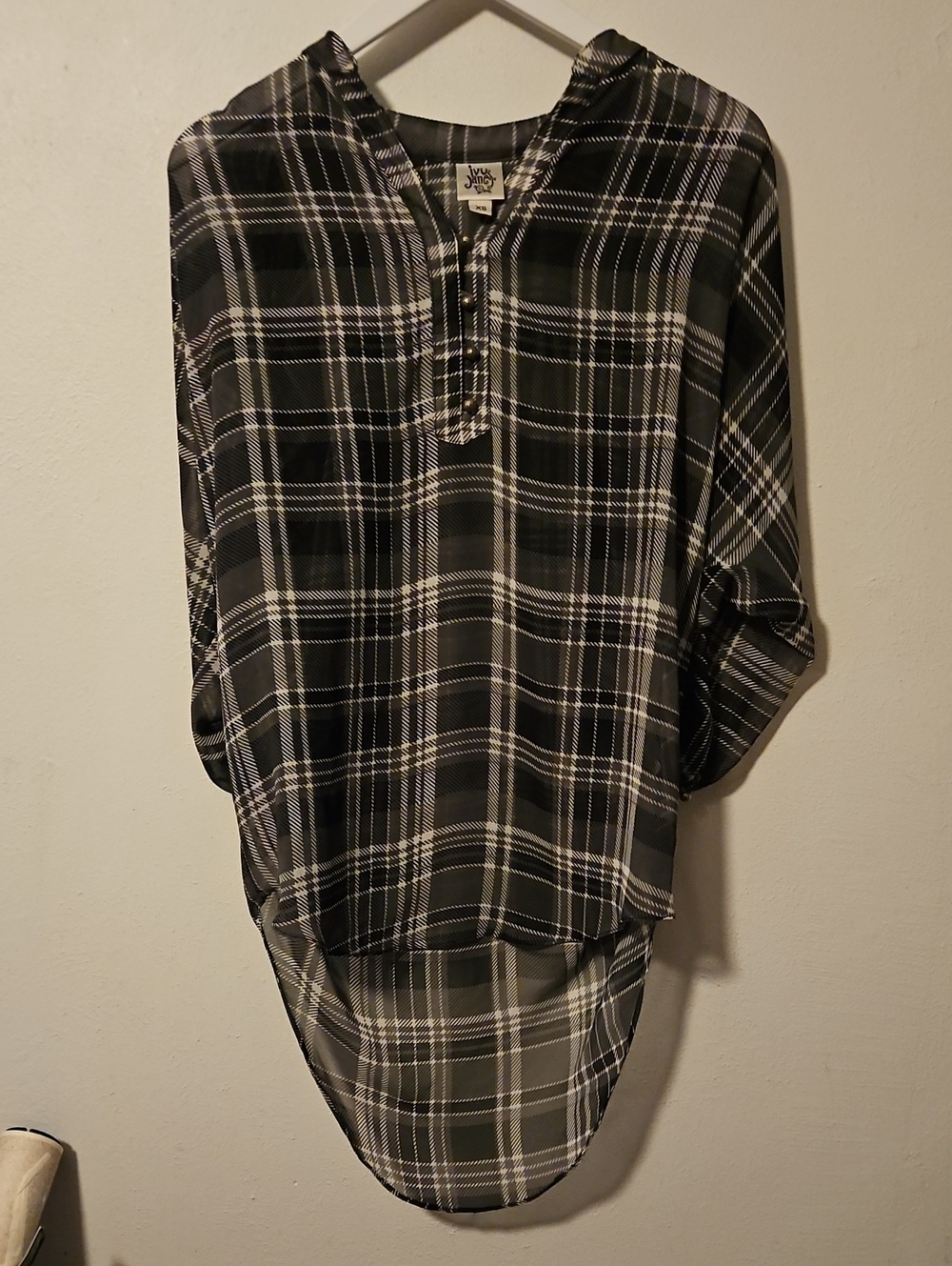 IVY JANE SHEER PLAID SHIRT XS